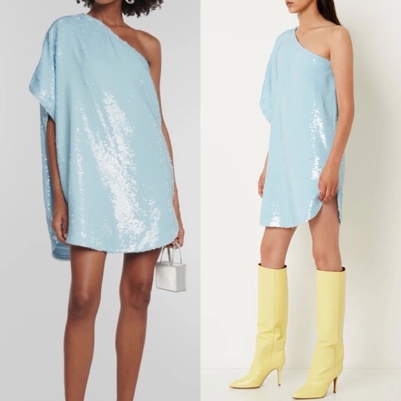 The Frankie Shop Dresses & Skirts - NEW! The Frankie Shop- Gloria Sequin One Shoulder Dress Size Small Sky Blue